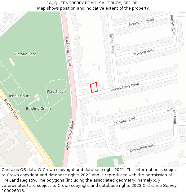 1A, QUEENSBERRY ROAD, SALISBURY, SP1 3PH: Location map and indicative extent of plot