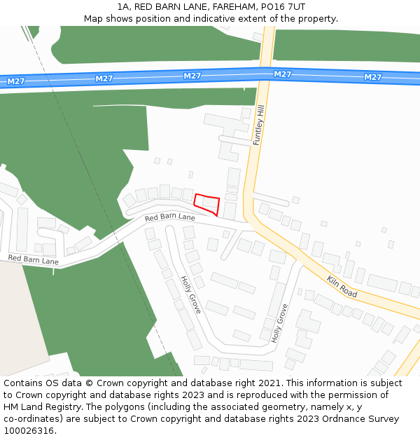 1A, RED BARN LANE, FAREHAM, PO16 7UT: Location map and indicative extent of plot