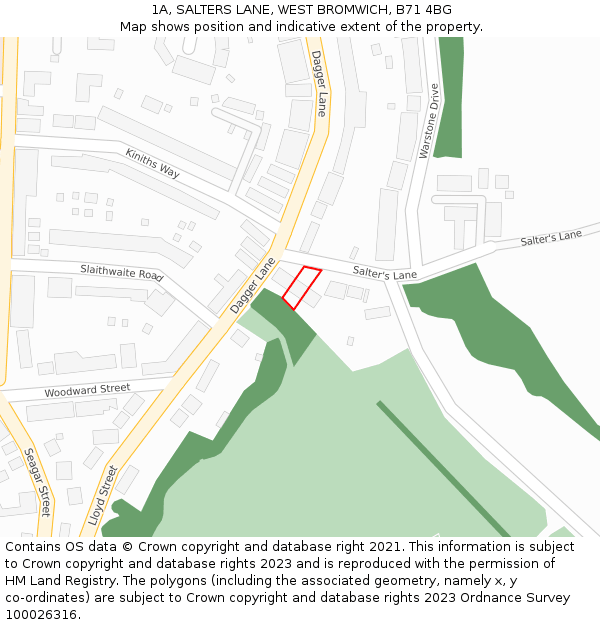 1A, SALTERS LANE, WEST BROMWICH, B71 4BG: Location map and indicative extent of plot