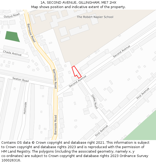 1A, SECOND AVENUE, GILLINGHAM, ME7 2HX: Location map and indicative extent of plot