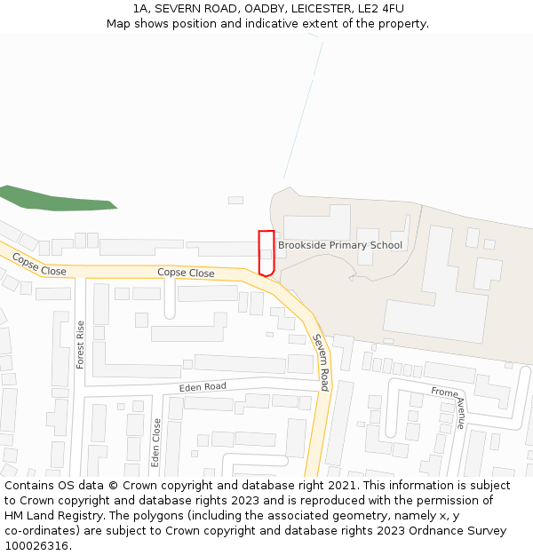 1A, SEVERN ROAD, OADBY, LEICESTER, LE2 4FU: Location map and indicative extent of plot