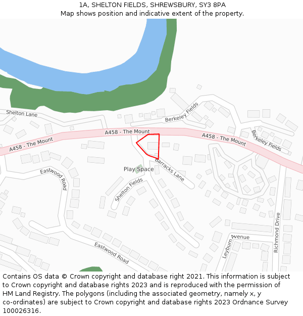 1A, SHELTON FIELDS, SHREWSBURY, SY3 8PA: Location map and indicative extent of plot