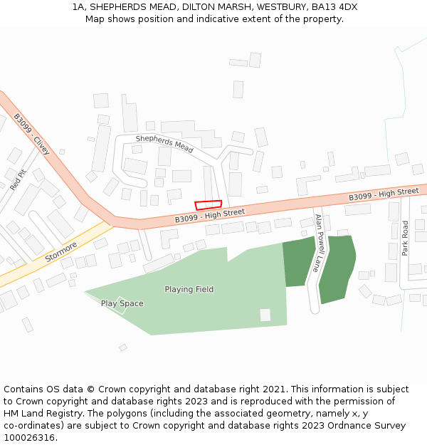 1A, SHEPHERDS MEAD, DILTON MARSH, WESTBURY, BA13 4DX: Location map and indicative extent of plot