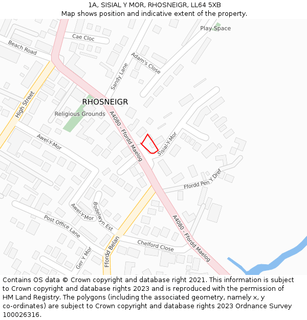 1A, SISIAL Y MOR, RHOSNEIGR, LL64 5XB: Location map and indicative extent of plot