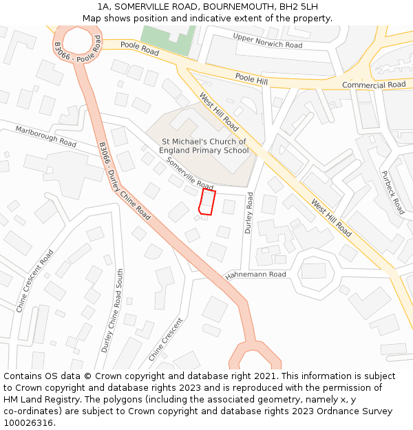 1A, SOMERVILLE ROAD, BOURNEMOUTH, BH2 5LH: Location map and indicative extent of plot