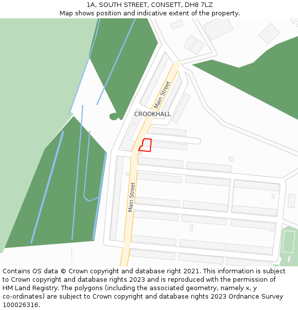 1A, SOUTH STREET, CONSETT, DH8 7LZ: Location map and indicative extent of plot