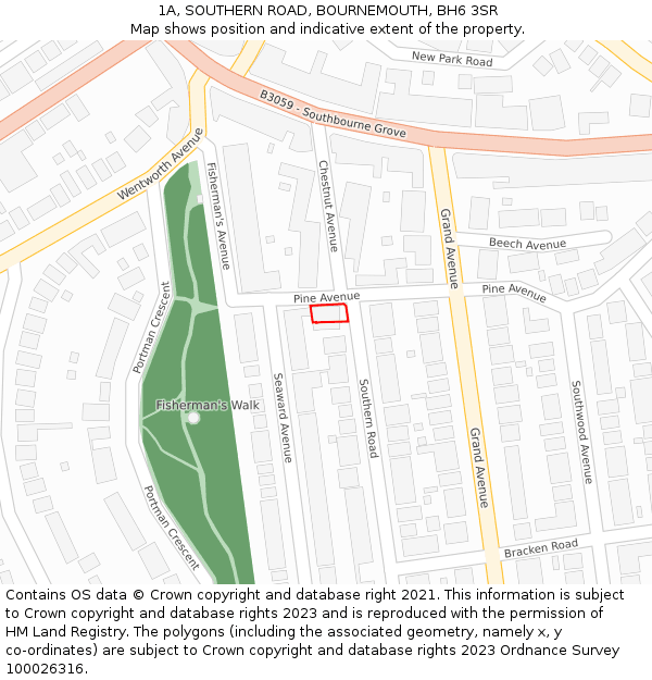1A, SOUTHERN ROAD, BOURNEMOUTH, BH6 3SR: Location map and indicative extent of plot