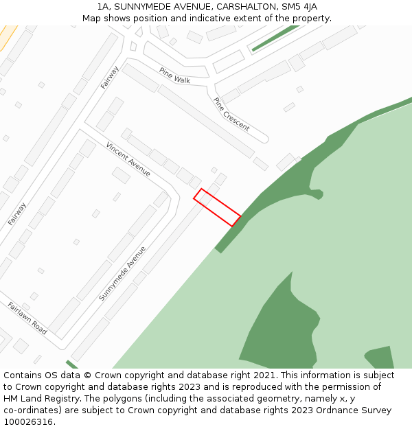 1A, SUNNYMEDE AVENUE, CARSHALTON, SM5 4JA: Location map and indicative extent of plot
