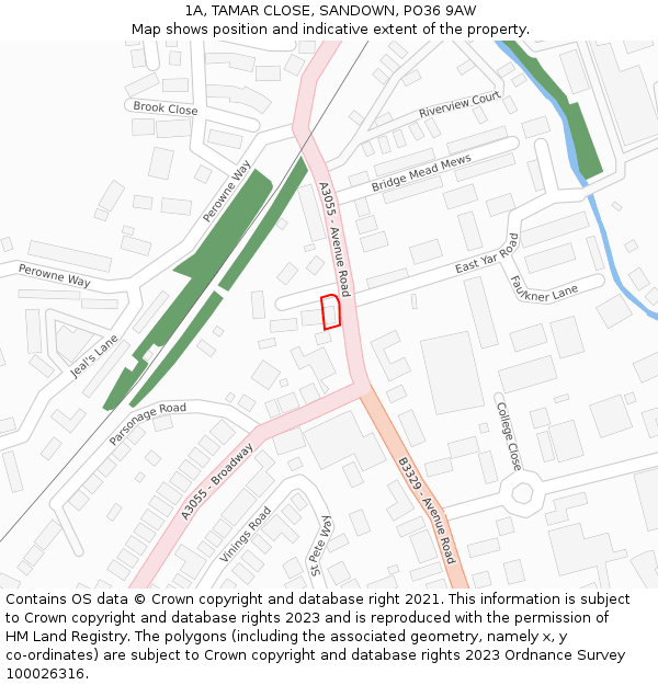 1A, TAMAR CLOSE, SANDOWN, PO36 9AW: Location map and indicative extent of plot