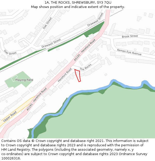 1A, THE ROCKS, SHREWSBURY, SY3 7QU: Location map and indicative extent of plot