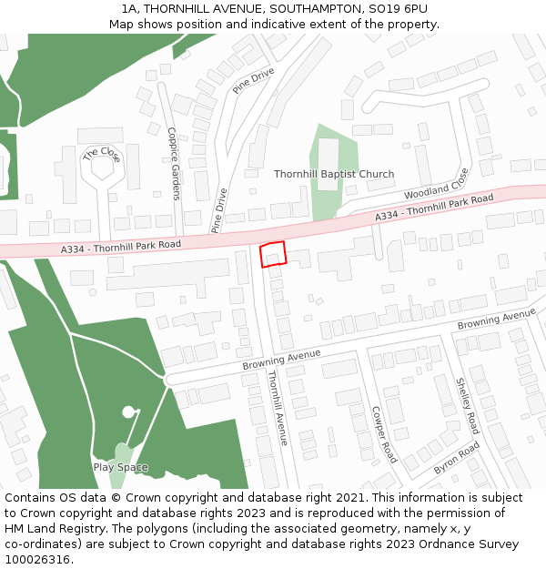 1A, THORNHILL AVENUE, SOUTHAMPTON, SO19 6PU: Location map and indicative extent of plot