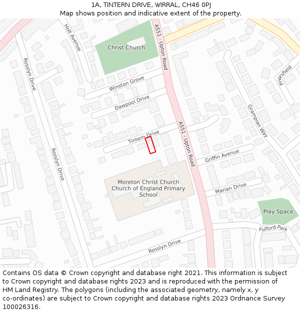 1A, TINTERN DRIVE, WIRRAL, CH46 0PJ: Location map and indicative extent of plot