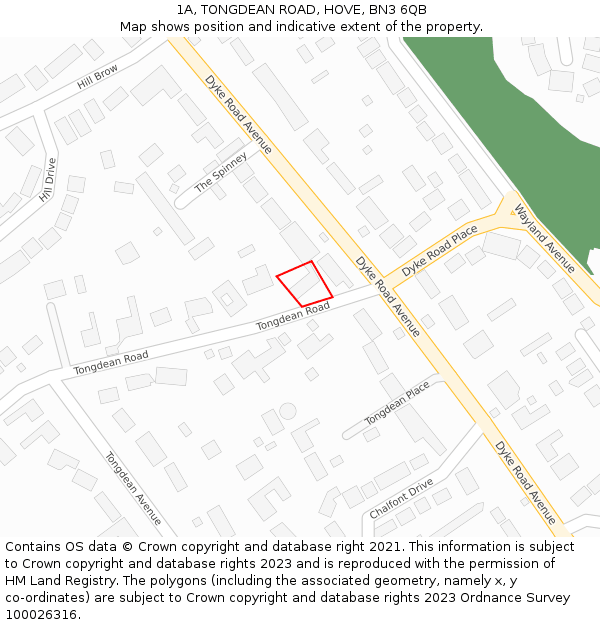 1A, TONGDEAN ROAD, HOVE, BN3 6QB: Location map and indicative extent of plot