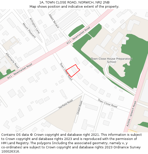 1A, TOWN CLOSE ROAD, NORWICH, NR2 2NB: Location map and indicative extent of plot