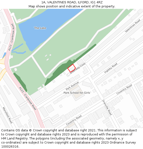 1A, VALENTINES ROAD, ILFORD, IG1 4RZ: Location map and indicative extent of plot