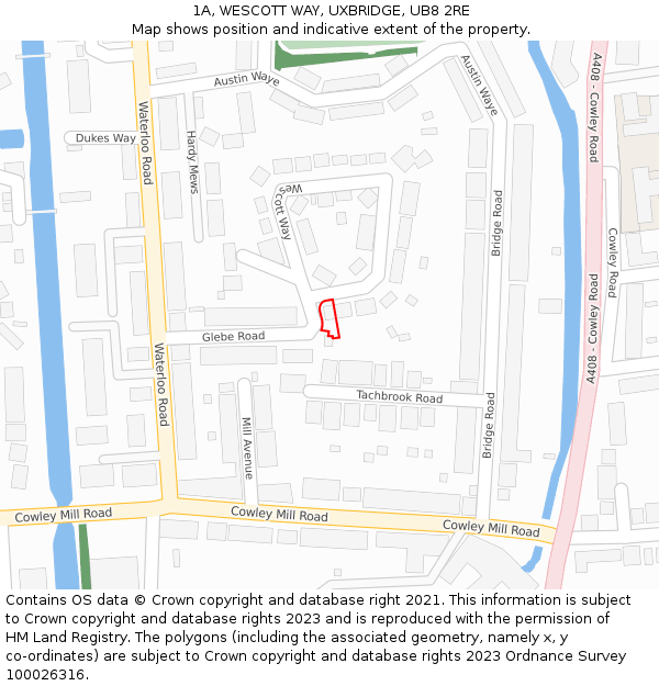 1A, WESCOTT WAY, UXBRIDGE, UB8 2RE: Location map and indicative extent of plot
