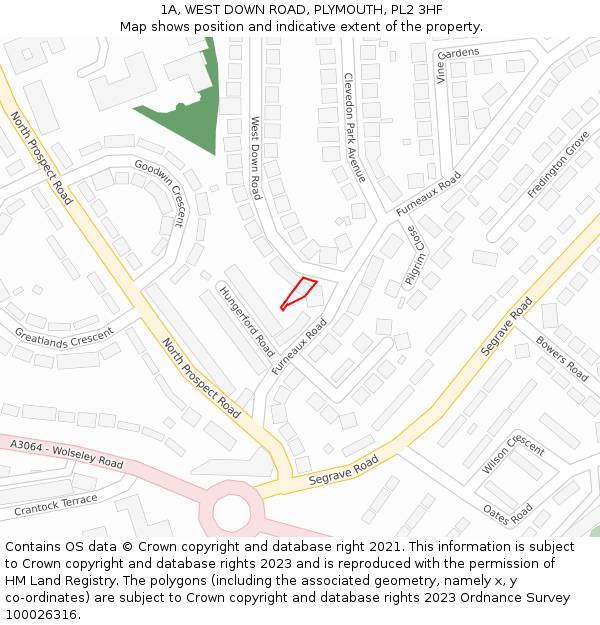 1A, WEST DOWN ROAD, PLYMOUTH, PL2 3HF: Location map and indicative extent of plot