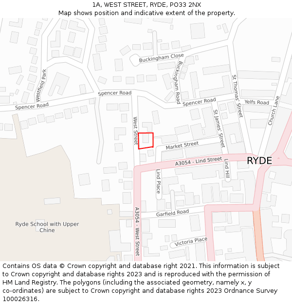 1A, WEST STREET, RYDE, PO33 2NX: Location map and indicative extent of plot