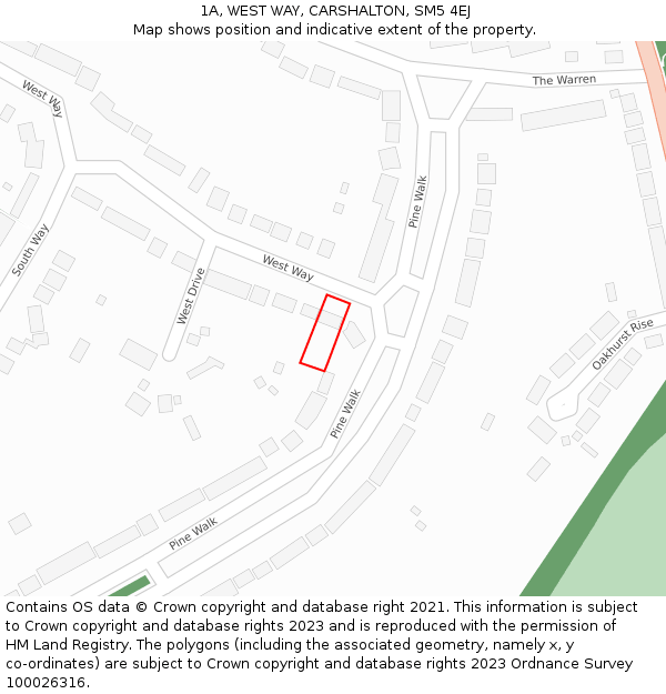 1A, WEST WAY, CARSHALTON, SM5 4EJ: Location map and indicative extent of plot