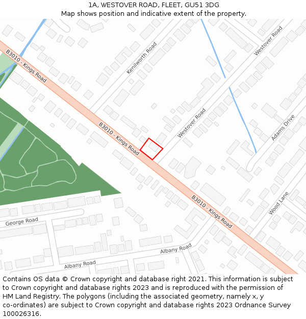 1A, WESTOVER ROAD, FLEET, GU51 3DG: Location map and indicative extent of plot