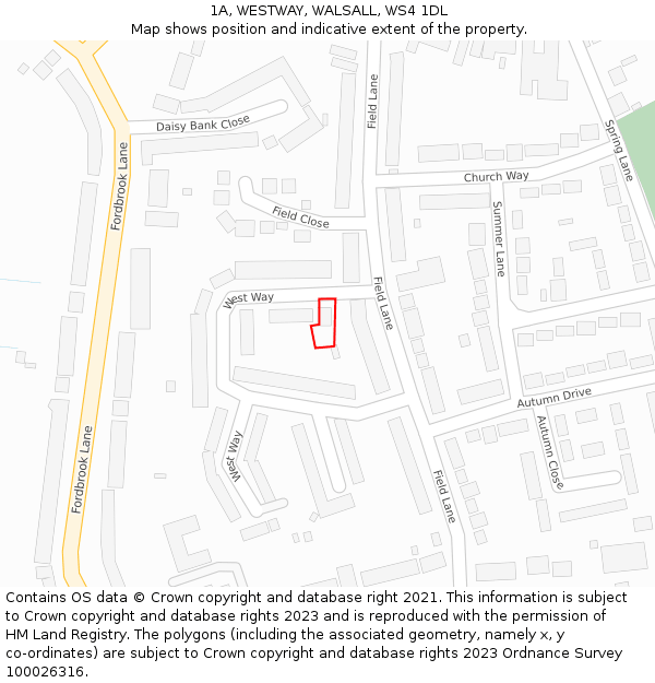 1A, WESTWAY, WALSALL, WS4 1DL: Location map and indicative extent of plot