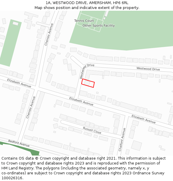 1A, WESTWOOD DRIVE, AMERSHAM, HP6 6RL: Location map and indicative extent of plot