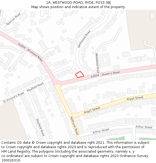 1A, WESTWOOD ROAD, RYDE, PO33 3BJ: Location map and indicative extent of plot