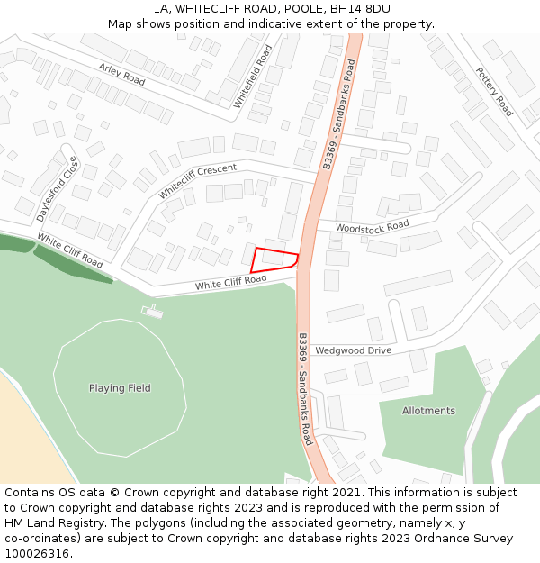 1A, WHITECLIFF ROAD, POOLE, BH14 8DU: Location map and indicative extent of plot