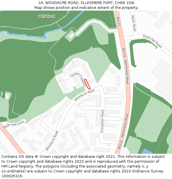 1A, WOODACRE ROAD, ELLESMERE PORT, CH66 1SW: Location map and indicative extent of plot