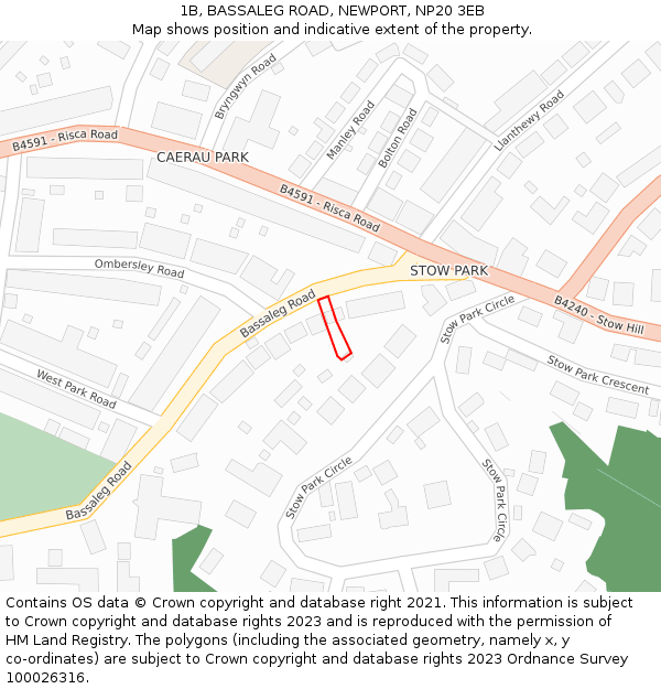 1B, BASSALEG ROAD, NEWPORT, NP20 3EB: Location map and indicative extent of plot
