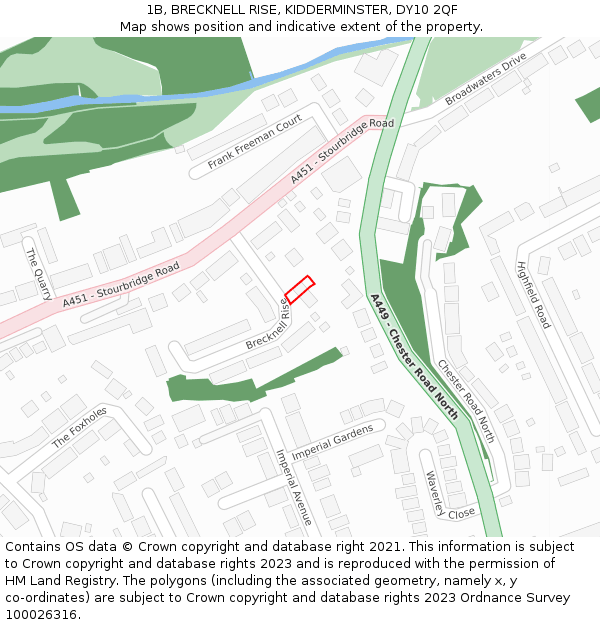 1B, BRECKNELL RISE, KIDDERMINSTER, DY10 2QF: Location map and indicative extent of plot