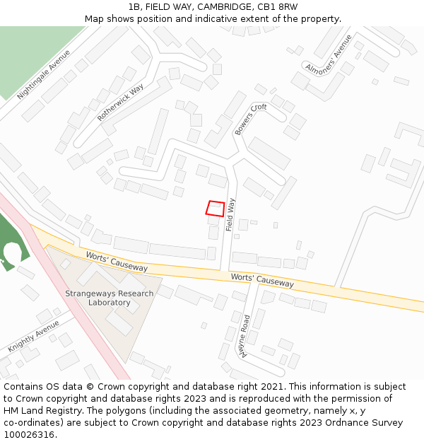 1B, FIELD WAY, CAMBRIDGE, CB1 8RW: Location map and indicative extent of plot