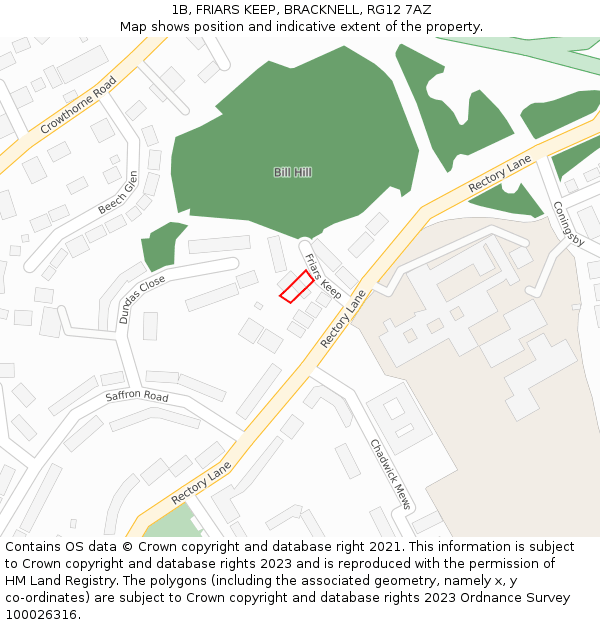 1B, FRIARS KEEP, BRACKNELL, RG12 7AZ: Location map and indicative extent of plot