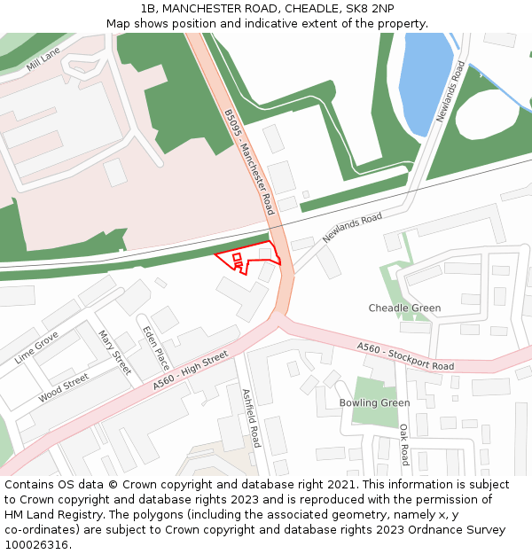 1B, MANCHESTER ROAD, CHEADLE, SK8 2NP: Location map and indicative extent of plot