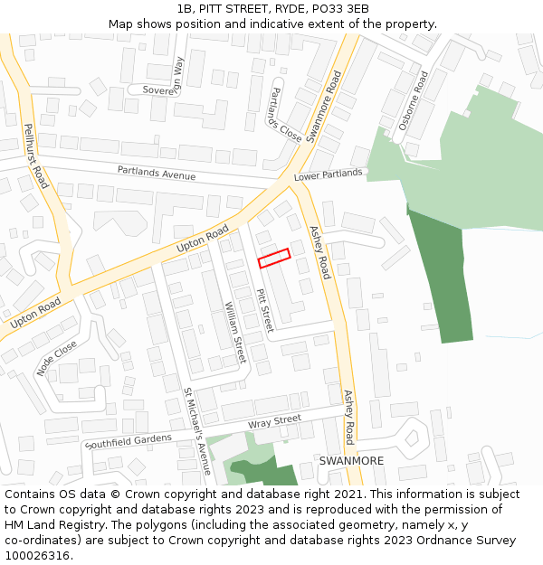1B, PITT STREET, RYDE, PO33 3EB: Location map and indicative extent of plot