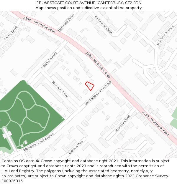 1B, WESTGATE COURT AVENUE, CANTERBURY, CT2 8DN: Location map and indicative extent of plot