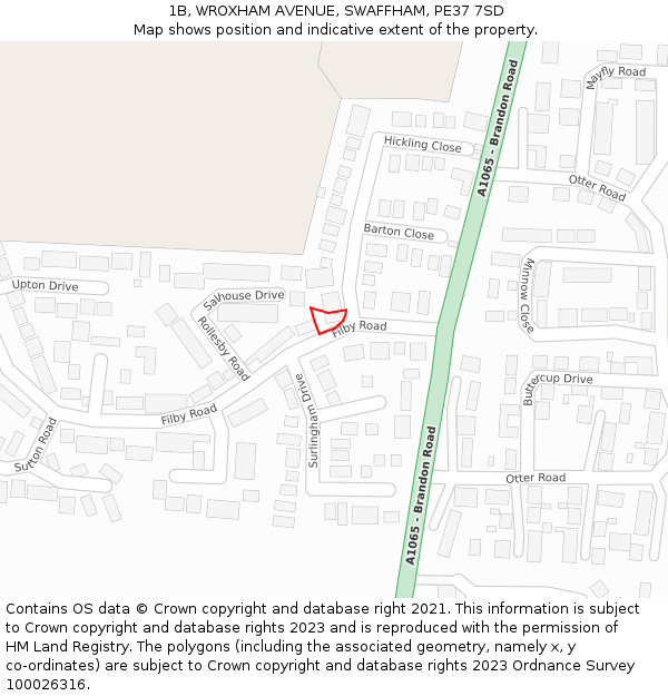 1B, WROXHAM AVENUE, SWAFFHAM, PE37 7SD: Location map and indicative extent of plot