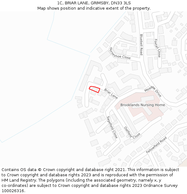 1C, BRIAR LANE, GRIMSBY, DN33 3LS: Location map and indicative extent of plot