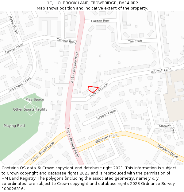 1C, HOLBROOK LANE, TROWBRIDGE, BA14 0PP: Location map and indicative extent of plot