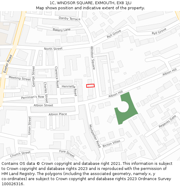 1C, WINDSOR SQUARE, EXMOUTH, EX8 1JU: Location map and indicative extent of plot