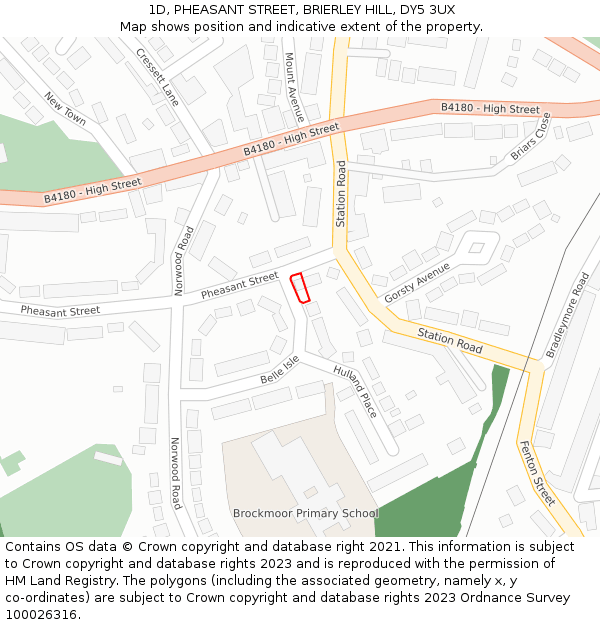 1D, PHEASANT STREET, BRIERLEY HILL, DY5 3UX: Location map and indicative extent of plot