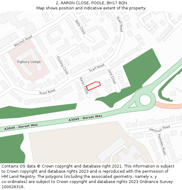 2, AARON CLOSE, POOLE, BH17 8QN: Location map and indicative extent of plot