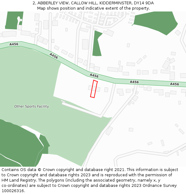 2, ABBERLEY VIEW, CALLOW HILL, KIDDERMINSTER, DY14 9DA: Location map and indicative extent of plot