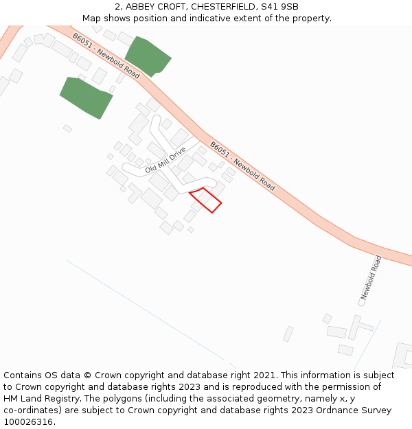 2, ABBEY CROFT, CHESTERFIELD, S41 9SB: Location map and indicative extent of plot