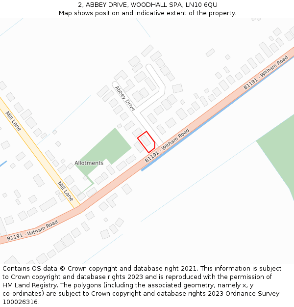 2, ABBEY DRIVE, WOODHALL SPA, LN10 6QU: Location map and indicative extent of plot