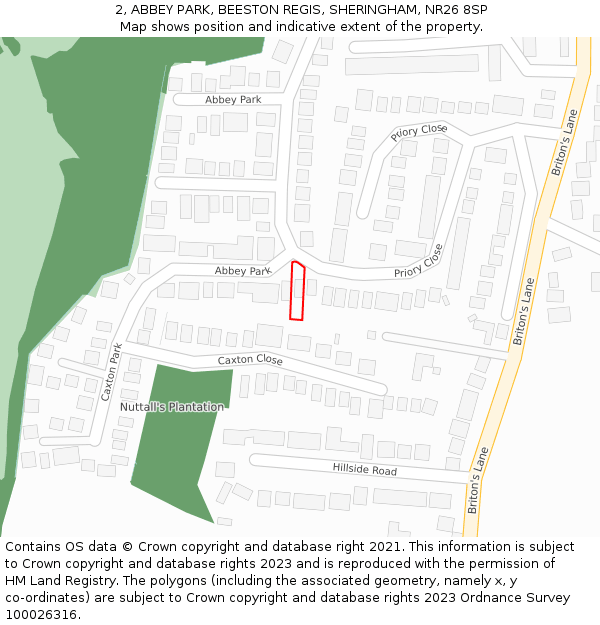 2, ABBEY PARK, BEESTON REGIS, SHERINGHAM, NR26 8SP: Location map and indicative extent of plot