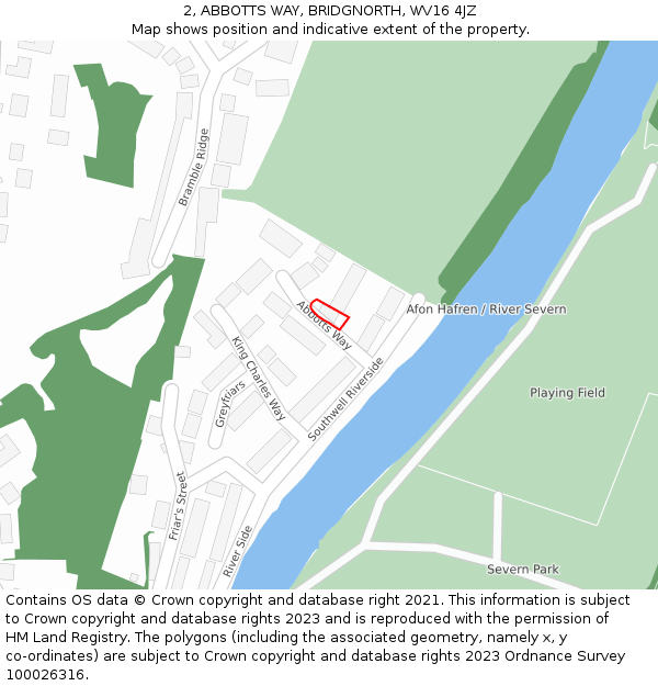 2, ABBOTTS WAY, BRIDGNORTH, WV16 4JZ: Location map and indicative extent of plot