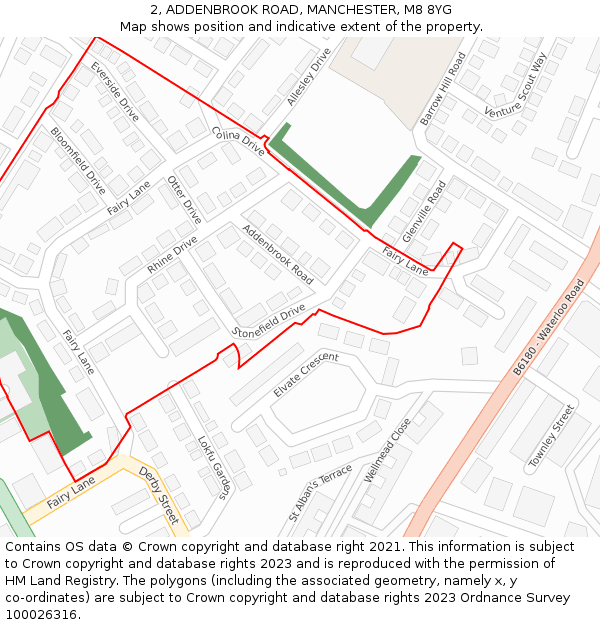 2, ADDENBROOK ROAD, MANCHESTER, M8 8YG: Location map and indicative extent of plot