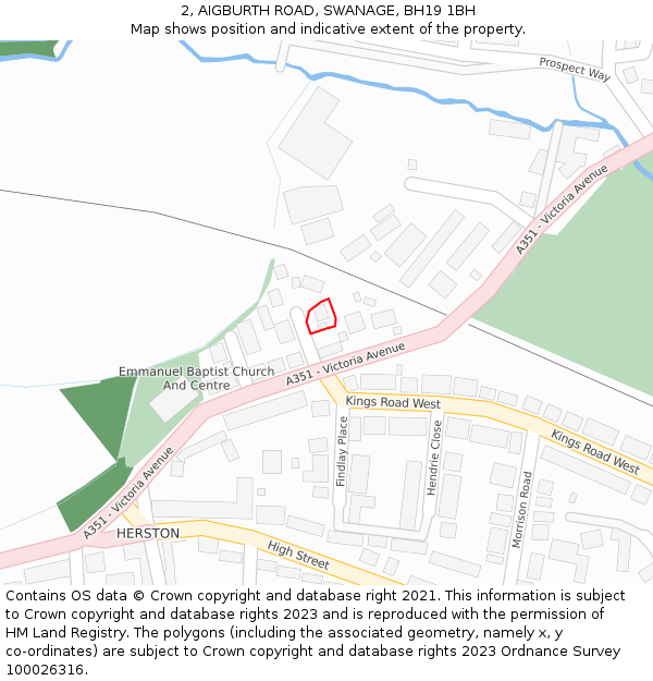 2, AIGBURTH ROAD, SWANAGE, BH19 1BH: Location map and indicative extent of plot