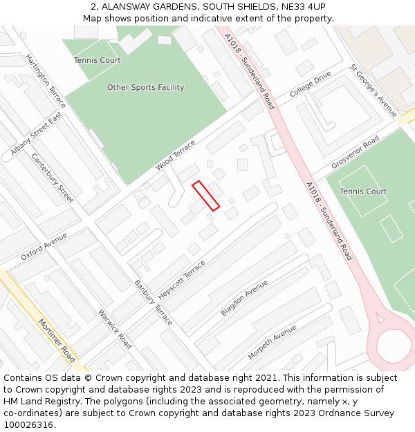 2, ALANSWAY GARDENS, SOUTH SHIELDS, NE33 4UP: Location map and indicative extent of plot